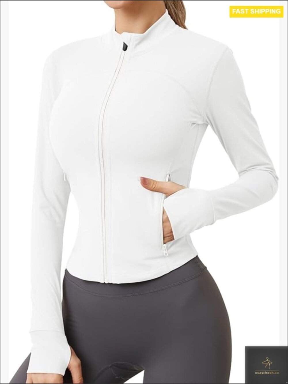 Lightweight Zip Up Workout Jacket Athletic Track Jacket with Pockets Thumb Holes